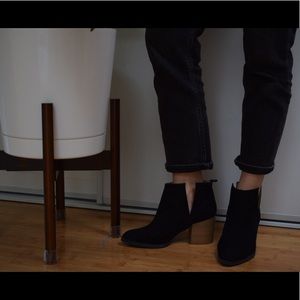 Cute Black Booties with Ankle Slit